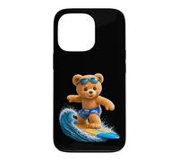 Custodia per iPhone 13 Pro Coraggioso orsacchiotto cavalcando le onde tavola da surf Shapes Mania