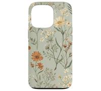 Custodia per iPhone 13 Pro Cottagecore botanico da giardino floreale con fiori selvatici verde salvia