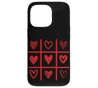 Custodia per iPhone 13 Pro Cuore rosso Tic Tac Toe Grid Bold Love Graphic Design