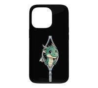 Custodia per iPhone 13 Pro Cute Baby Dragon Sbirciando Zipper Fantasy Creatura