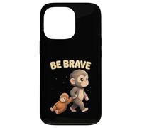 Custodia per iPhone 13 Pro Cute Baby Monkey Be Brave Viral Meme Emozionale Peluche
