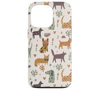 Custodia per iPhone 13 Pro Cute Dog Lover Theme Boho Aesthetic Retro Pet Pattern