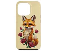 Custodia per iPhone 13 Pro Cute Fox Roses Foresta Animale Volpe Rossa Fiori