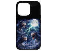 Custodia per iPhone 13 Pro Dark Chupacabra Sotto la Luna Vintage Fantasy Lightning Art