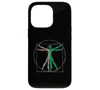 Custodia per iPhone 13 Pro DaVinci Vitruvian Uomo con UFO UAP Alien Science Design
