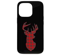 Custodia per iPhone 13 Pro Deer Plaid Red Reindeer Buck Christmas Xmas