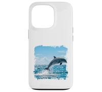 Custodia per iPhone 13 Pro Delfino oceano che salta le onde marine scena della fauna selvatica design