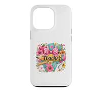Custodia per iPhone 13 Pro Design floreale per insegnanti, materiale scolastico stravagante