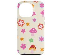 Custodia per iPhone 13 Pro Design retrò a forma di fungo con fiori e cottagecore