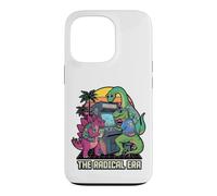 Custodia per iPhone 13 Pro Dinosauri Giocando Arcade Retro 80s Gaming Graphic