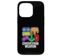 Custodia per iPhone 13 Pro DIVERTENTE GAMER Art SCEGLI LA TUA ARMA Retro