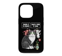 Custodia per iPhone 13 Pro Divertente gatto etico dilemma diavolo angelo vaso di fiori gatti