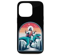 Custodia per iPhone 13 Pro Divertente Gesù che cavalca T-Rex Dinosaur Meme Parodia per i credenti