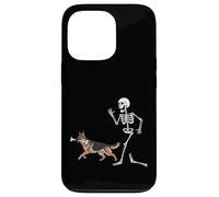Custodia per iPhone 13 Pro Divertente Halloween Pastore Tedesco e Scheletro