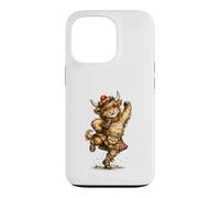 Custodia per iPhone 13 Pro Divertente Highland Cow Esecuzione Scozzese Danza
