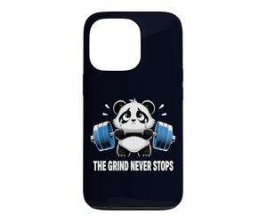 Custodia per iPhone 13 Pro Divertente Panda Triste Sollevamento Palestra Umorismo The Grind Never Stops