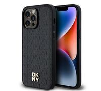 Custodia per iPhone 13 Pro DKNY con motivo in pelle e MagSafe, colore nero.