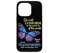 Custodia per iPhone 13 Pro Do Not Conform Romans 12:2 Christian Butterfly Dio Adorazione