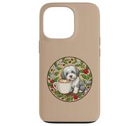 Custodia per iPhone 13 Pro dolce Bobtail cucciolo cane una tazza di caffè al mattino