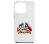 Custodia per iPhone 13 Pro Dual Citizen Texas American Flag Patriotic Funny Pride