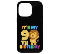 Custodia per iPhone 13 Pro È il mio nono compleanno, festa a tema Lion Safari nella giungla, 9 anni