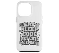 Custodia per iPhone 13 Pro Eat Sleep Code Pet Cats Repeat Funny Programmer Cat Lover