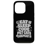 Custodia per iPhone 13 Pro Eat Sleep Code Pet Cats Repeat Funny Programmer Cat Lover