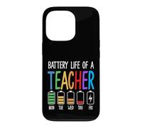 Custodia per iPhone 13 Pro Educatore divertente della settimana della scuola di vita della batteria dell'insegnante