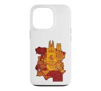 Custodia per iPhone 13 Pro España Spagna Mappa Luoghi d'interesse Sagrada Familia Graphic Design