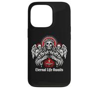 Custodia per iPhone 13 Pro Eternal Life Awaits Dark Christian Gothic Skeleton Gesù Art