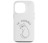 Custodia per iPhone 13 Pro Ew Morning White Cat Sitting with Sad Face Not a Morning Cat