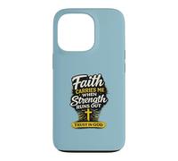 Custodia per iPhone 13 Pro Faith Carries Me When Strength Runs Out Design Christian