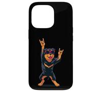 Custodia per iPhone 13 Pro Fantastica grafica Rottweiler Rock on Funny Dog Lover, mano rosa