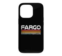Custodia per iPhone 13 Pro Fargo North Dakota, design retrò a righe, stile vintage, con città