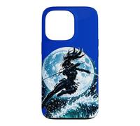 Custodia per iPhone 13 Pro Female Anime Ninja Warrior with Swords Under Full Moon