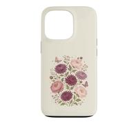 Custodia per iPhone 13 Pro Fiore di nascita di novembre, peonia, crisantemo, botanico, floreale