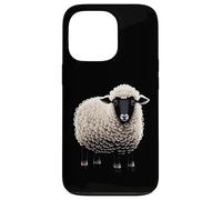 Custodia per iPhone 13 Pro Fluffy White Sheep Cartoon Semplice Divertente Fattoria Animali Nero