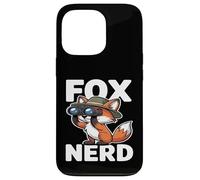 Custodia per iPhone 13 Pro Fox Nerd Cartoon Explorer con binocolo cappello