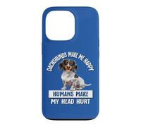 Custodia per iPhone 13 Pro Funny Humans Hurt My Head Happy Piebald Dachshund Lover