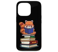 Custodia per iPhone 13 Pro Funny Kawaii Kids Read Books Red Panda Lover