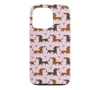 Custodia per iPhone 13 Pro Funny Womens Girls Pink Black & Tan Dachshund Lover Pattern