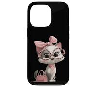 Custodia per iPhone 13 Pro Gattino Grigio Gatto Rosa Leopard Occhiali Glam Fashion Graphic