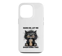 Custodia per iPhone 13 Pro Gatto che pensa troppo caffè freddo divertente umorismo felino