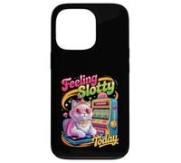 Custodia per iPhone 13 Pro Gatto del casinò di sentire Slotty oggi che gioca la slot machine della regina