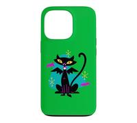 Custodia per iPhone 13 Pro Gatto nero vampiro retrò Atomic Age Mid-Century con ali di pipistrello
