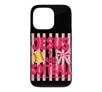 Custodia per iPhone 13 Pro Gesù e Softball gestiscono le basi poste davanti a te cristiano