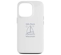 Custodia per iPhone 13 Pro Gills Rock Wisconsin Sailboat and Sun