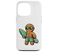 Custodia per iPhone 13 Pro Gingerbread Surfista, Natale al Sole, Tropici, umorismo