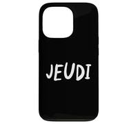 Custodia per iPhone 13 Pro Giovedì Giorno della Settimana Semplice Lettering Tee in Francese-Jeudi
