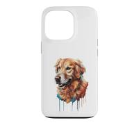 Custodia per iPhone 13 Pro Golden Retriever Colorful Splatter Art Acquerello dipinto